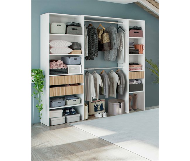 Guarda-roupa grande com efeito de madeira Branco