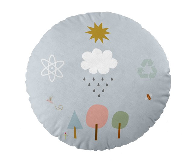ALMOFADA REDONDA COM ACOLCHOAMENTO SAVE THE EARTH Estampado