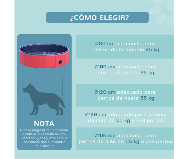 Piscina para animais de estimação PVC, placa de madeira PawHut Vermelho