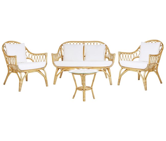 Beliani Conjunto lounge Rattan/vime SIBARI Bege
