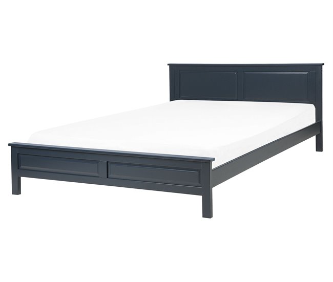 Beliani Cama com estrado Pinho OLIVET 168x208 Azul