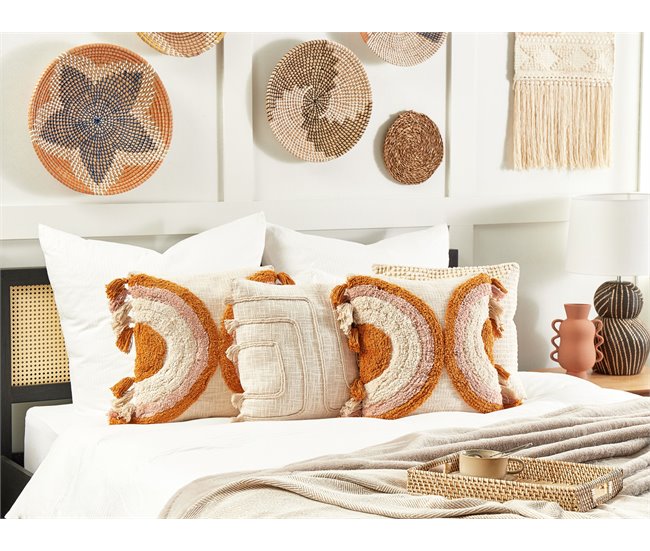 Beliani Almofada decorativa LABLAB Bege
