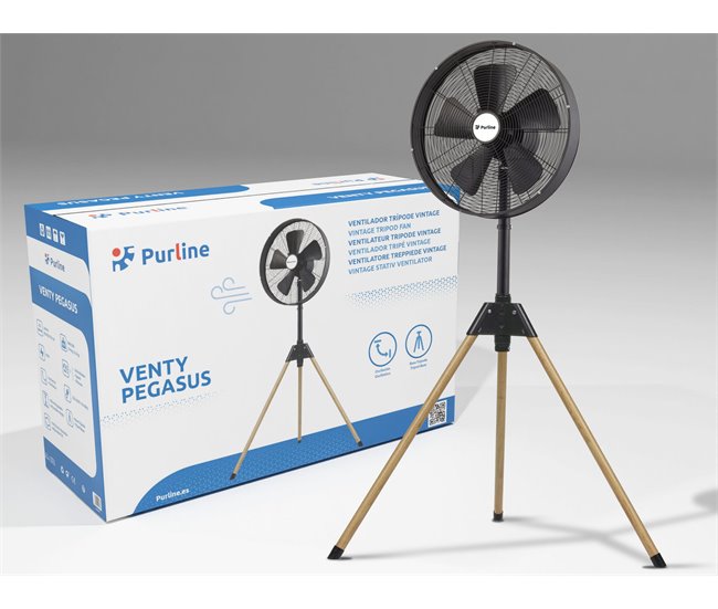 Exclusivo ventilador de tripé vintage Preto