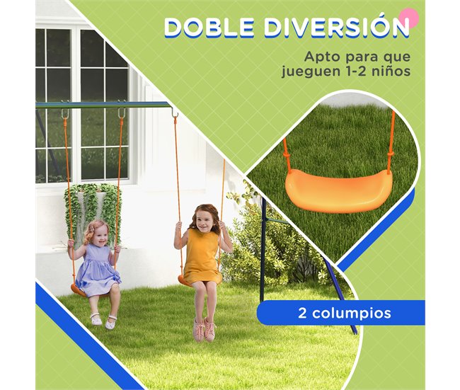 Conjunto Baloiços Aço e polipropileno Outsunny Multicor