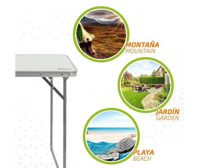 Conjunto de mesa dobrável e 2 cadeiras Aktive Camping Branco
