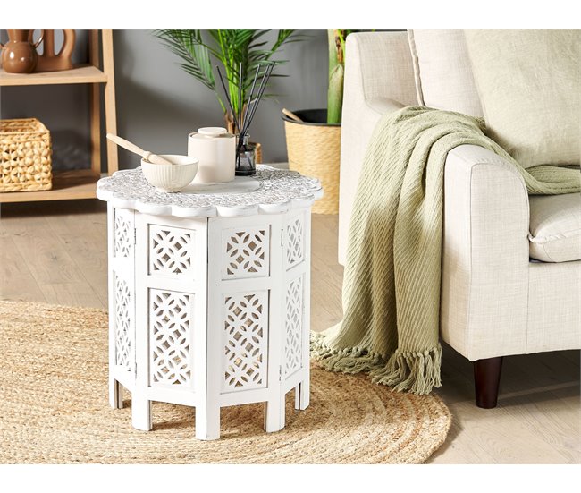 Beliani Mesa de apoio BADHI Branco/ Bege