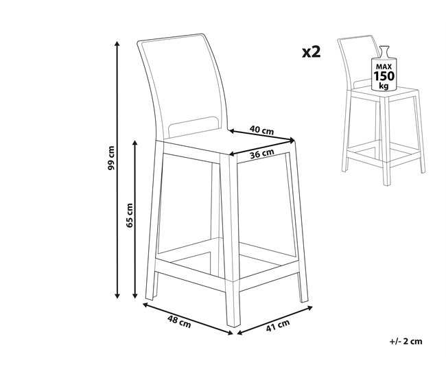 Beliani Banco de bar WELLINGTON Transparente