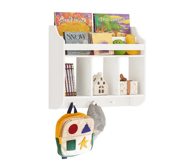 Estante de parede de 2 níveis para crianças KMB46-W SoBuy Branco
