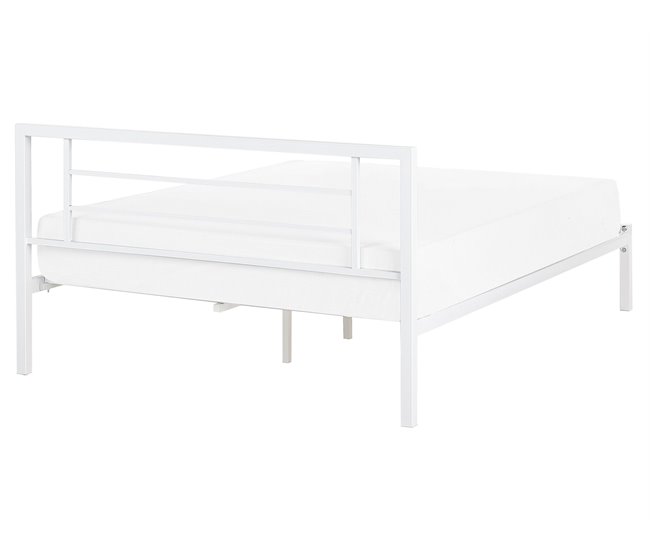 Beliani Cama com estrado Metal CUSSET 167x209 Branco