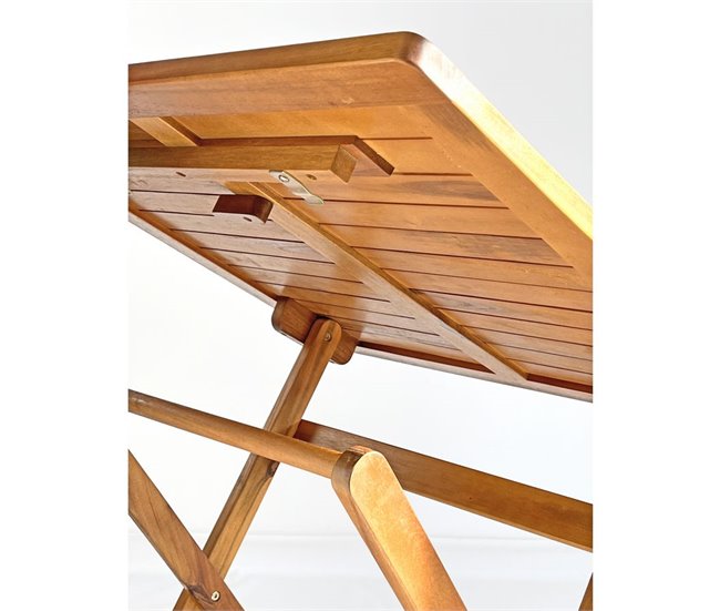 Conjunto de mesa e cadeiras dobráveis ​​de madeira para jardim Natural