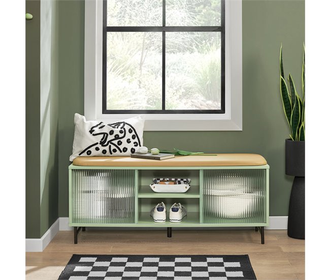 Banco para sapatos com portas deslizantes FSR115-GR SoBuy Verde