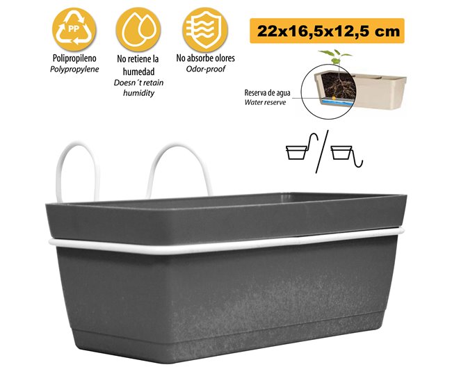 3 jardineiros l 22 cm com ganchos Cinza