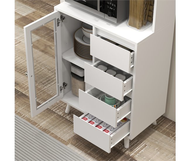 Armário de Cozinha MDF HOMCOM, casa - móveis de armazenamento Branco