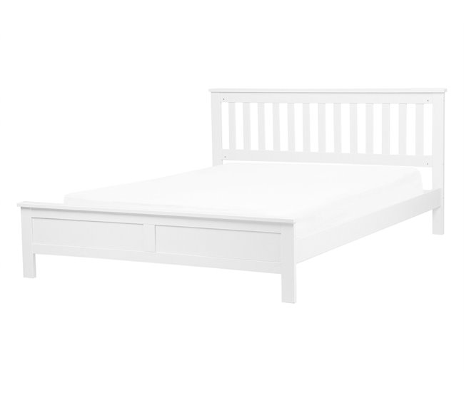 Beliani Cama com estrado Pinho MAYENNE 149x208 Branco