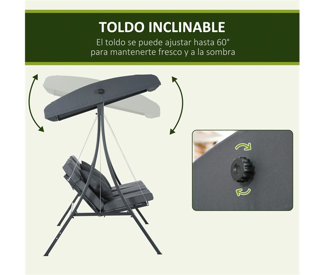 Baloiço de Exterior Poliéster e Aço Outsunny Cinza