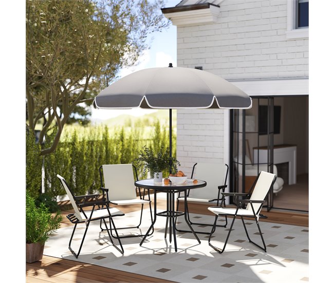 Conjunto de Móveis de Jardim Aço e Textilene Outsunny Cru