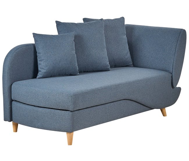 Beliani Chaise longue à direita Linho sintético MERI Azul