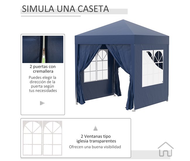 Pérgola de Jardim Aço e Tecido de Oxford Outsunny 200x200 Azul