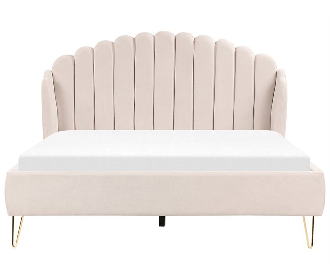 Beliani Cama com estrado Poliéster AMBILLOU 177x214 Bege