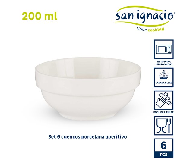 Conjunto de 6 taças para aperitivos em porcelana coleção VESSIA Branco