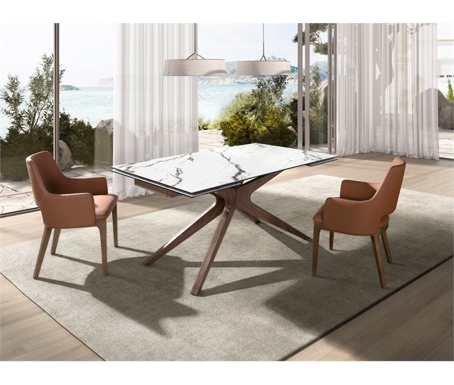 ANGEL CERDA Mesa de jantar extensível 240x100 Branco/ Madeira