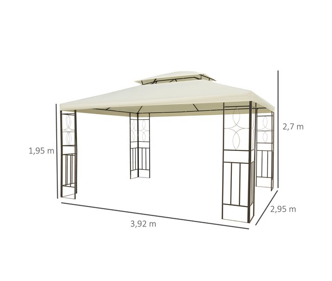 Pérgola de Exterior Aço e Poliéster Outsunny 295x392 Bege