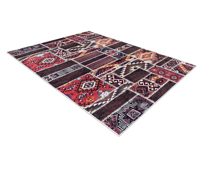 ANDRE 2305 Tapete oriental patchwork antiderrapante bordô 120x170 Multicor