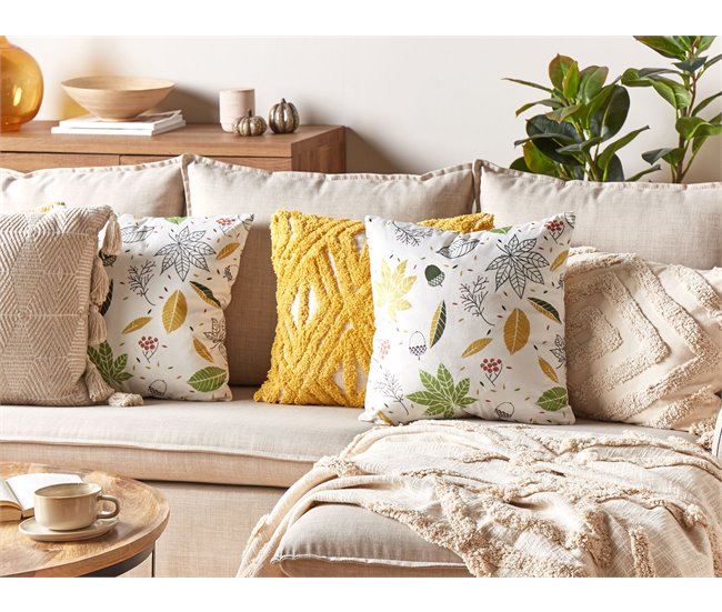 Beliani Almofada decorativa MULLEIN Branco/ Bege