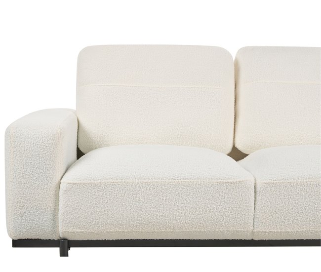 Beliani Sofá de 3 lugares Bouclé SOVIK Branco/ Bege