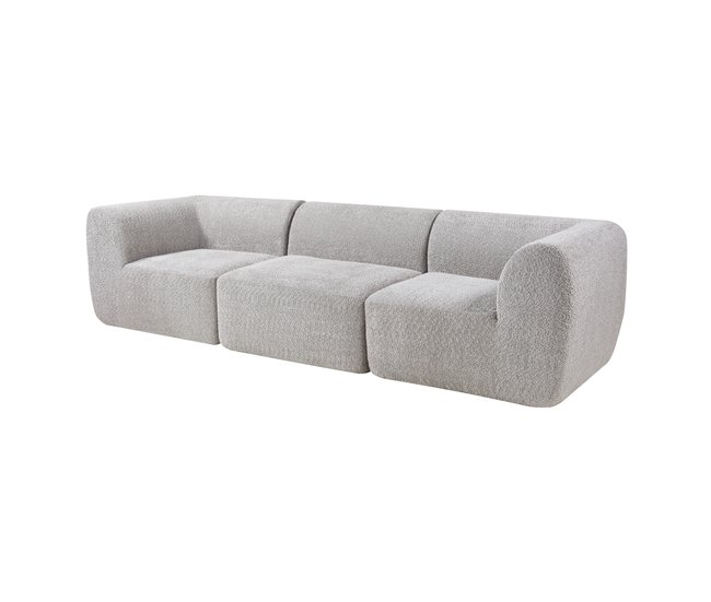 Sofá modular de 3 lugares Hurvas bouclé Branco