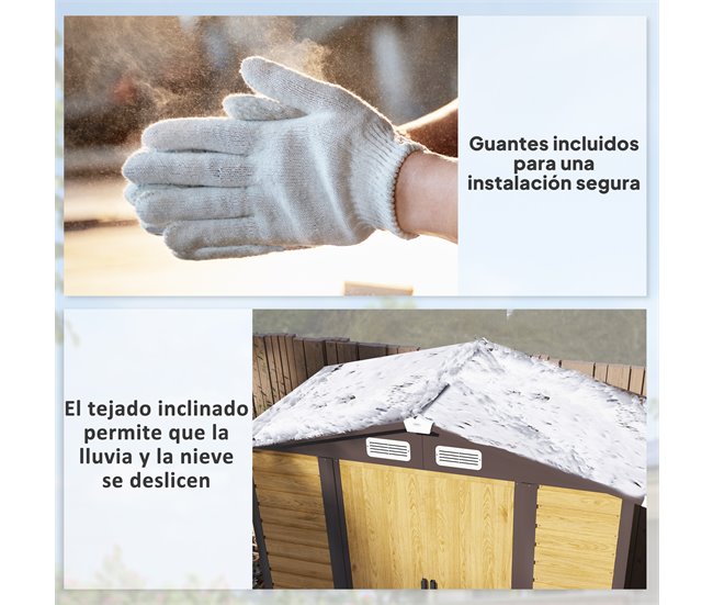 Abrigo de Jardim Aço Galvanizado Outsunny Castanho