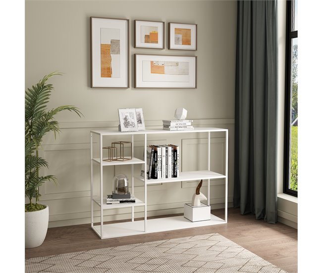 [en.casa] Estante de chão Isojoki com 5 níveis em metal Branco