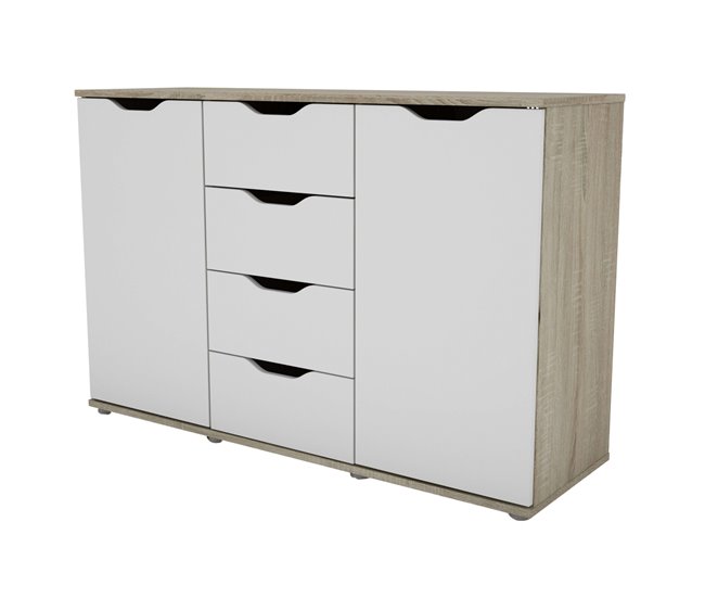 Aparador para sala de estar com 4 gavetas em carvalho Parc Sonoma Multicor