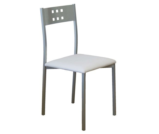 Pacote de 2 cadeiras de cozinha Costa com pernas de metal e couro sintético moderno Multicor