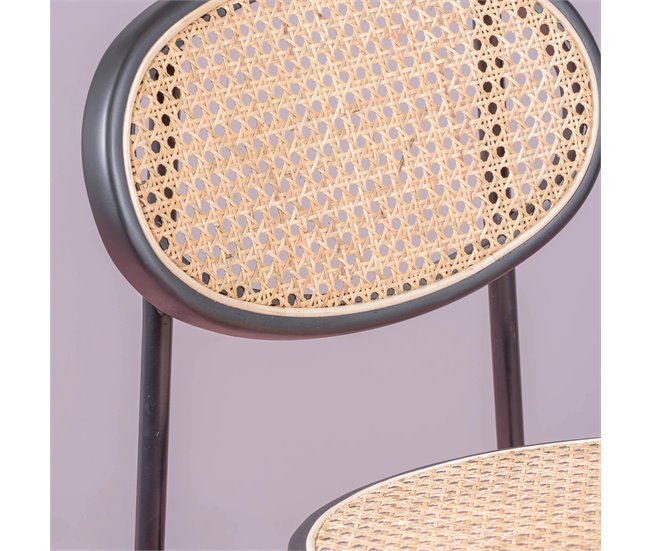 Banqueta vintage com design clássico em rattan natural - North Preto