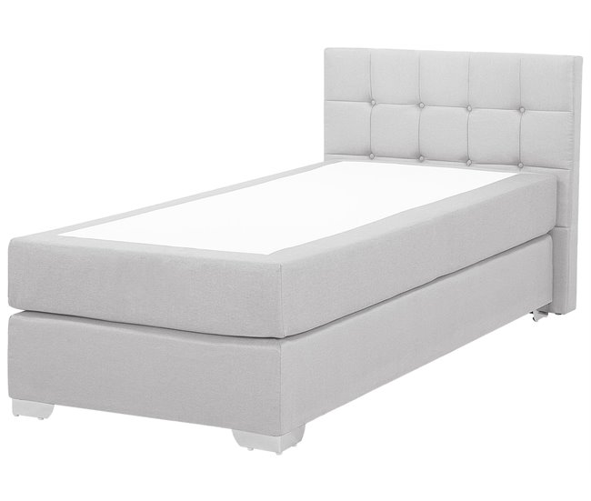 Beliani Cama continental Poliéster ADMIRAL 99x212 Cinza Claro