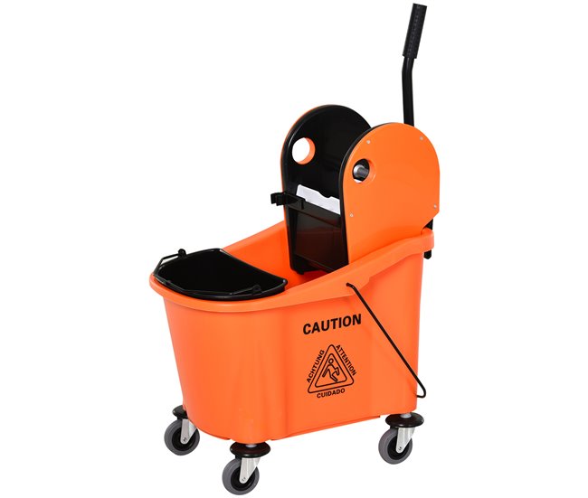 Balde de Esfregona Plástico PP, Metal HOMCOM Laranja