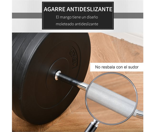 Barra de Pesos Aço, HDPE, Areia HOMCOM Preto