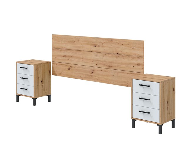 Pacote de móveis de quarto lúmina com cabeceira e 2 mesas laterais