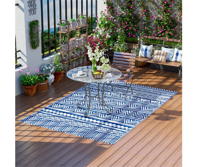 Tapete de Exterior Polipropileno Outsunny Azul
