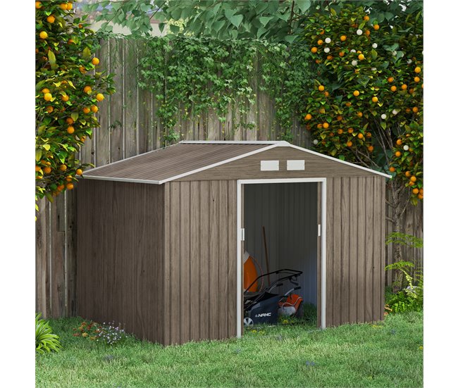 Abrigo de Jardim Aço Galvanizado e PP Outsunny Cinza