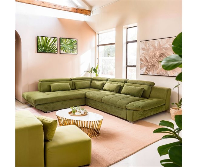 Sofá de canto conversível em cama ETERNITY Verde