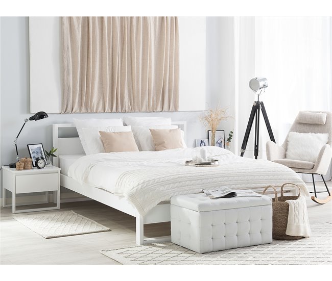 Beliani Cama Madera de pino GIULIA 185x213 Branco