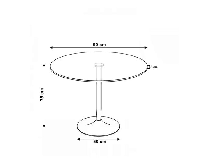 Pack Mesa Redonda de Vidro Temperado + 4 Cadeiras  Estilo Nórdico 90x90 Branco