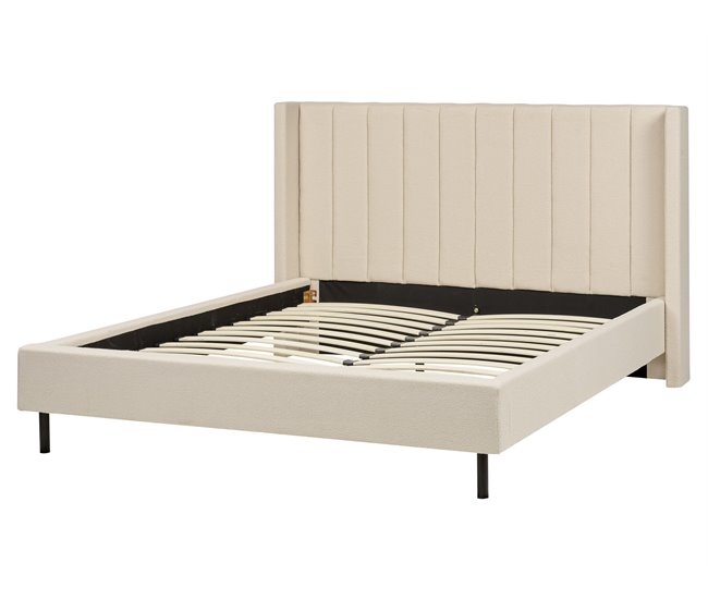 Beliani Cama com estrado Bouclé VILLETTE 185x222 Bege