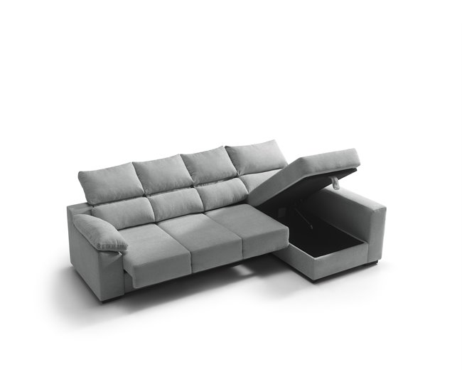 Chaise longue reversível com arrumação PALA Cinza Claro