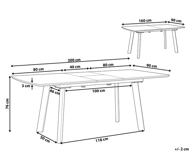 Beliani Mesa de jantar SALVADOR 90x160 Castanho