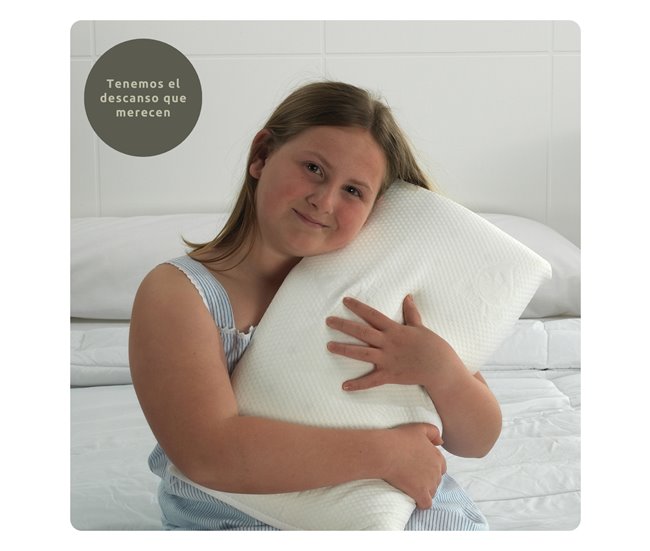 Almohada Viscoelástica Aloe Vera Infantil 30x50cm con Bolsa Transporte 30x50 Branco/cinza