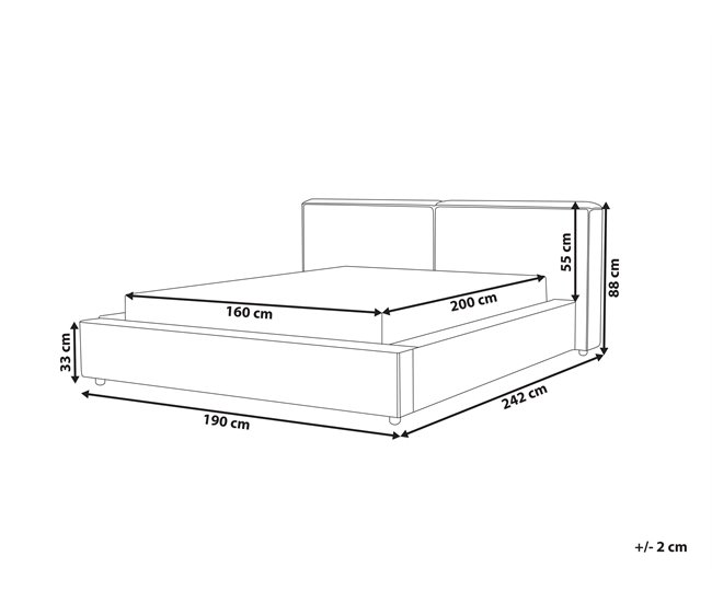 Beliani Cama com estrado Bombazine LINARDS 210x242 Bege