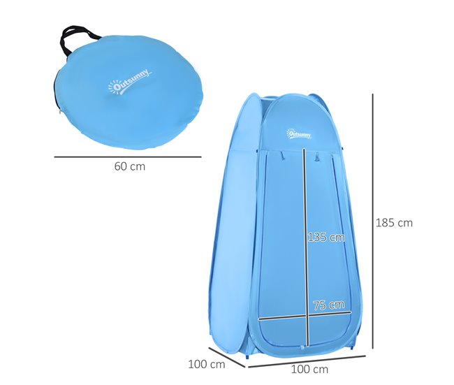 Barraca de banho Tecido de Poliéster 190T Outsunny Azul